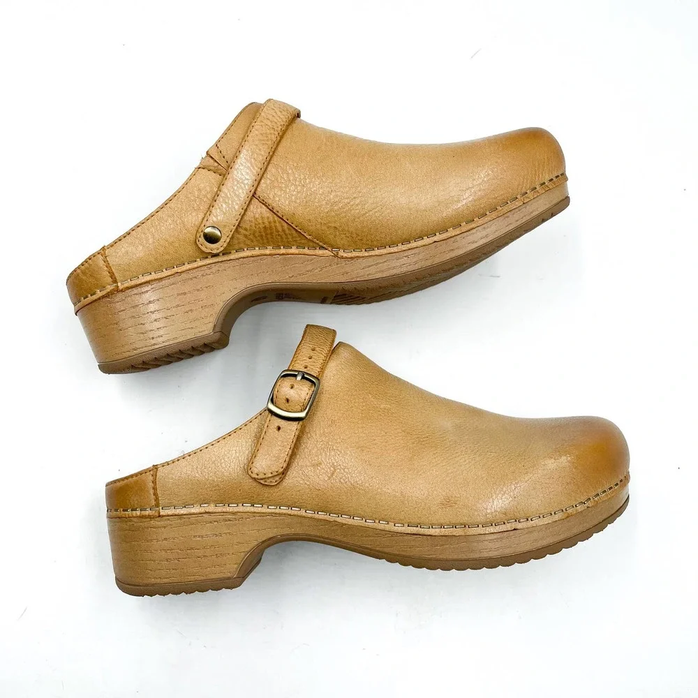 Dansko Tan Leather Mules - Picture 6 of 10